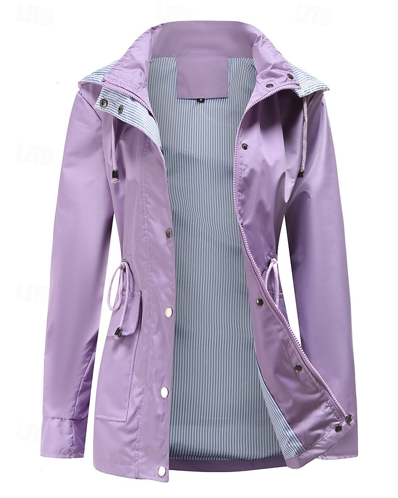 Dam Trenchcoat Håller värmen Bekväm Dragkedja Ficka Mode Utomhus Slät Utekväll Helgen Dragkedja Normal Huva Normal Långärmad Ytterkläder Svart Gul Vin Höst Vinter 2025 - $38.99 –P1