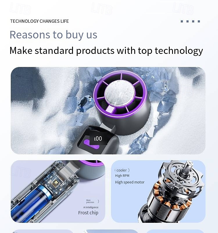 1 Pc handheld cooling fan with 100 levels of cooling and folding, portable turbo mini semiconductor ice pack fan 2025 - $24.99 –P3