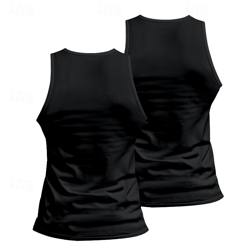 Men's Tank Top Vest Top Undershirt Sleeveless Shirt Sleeveless Crew Neck Summer Plain Fashion Designer Basic 2 Piece Vacation Street Going out Black White Black+White Top Tee for Men 2025 - $16.99 –P15