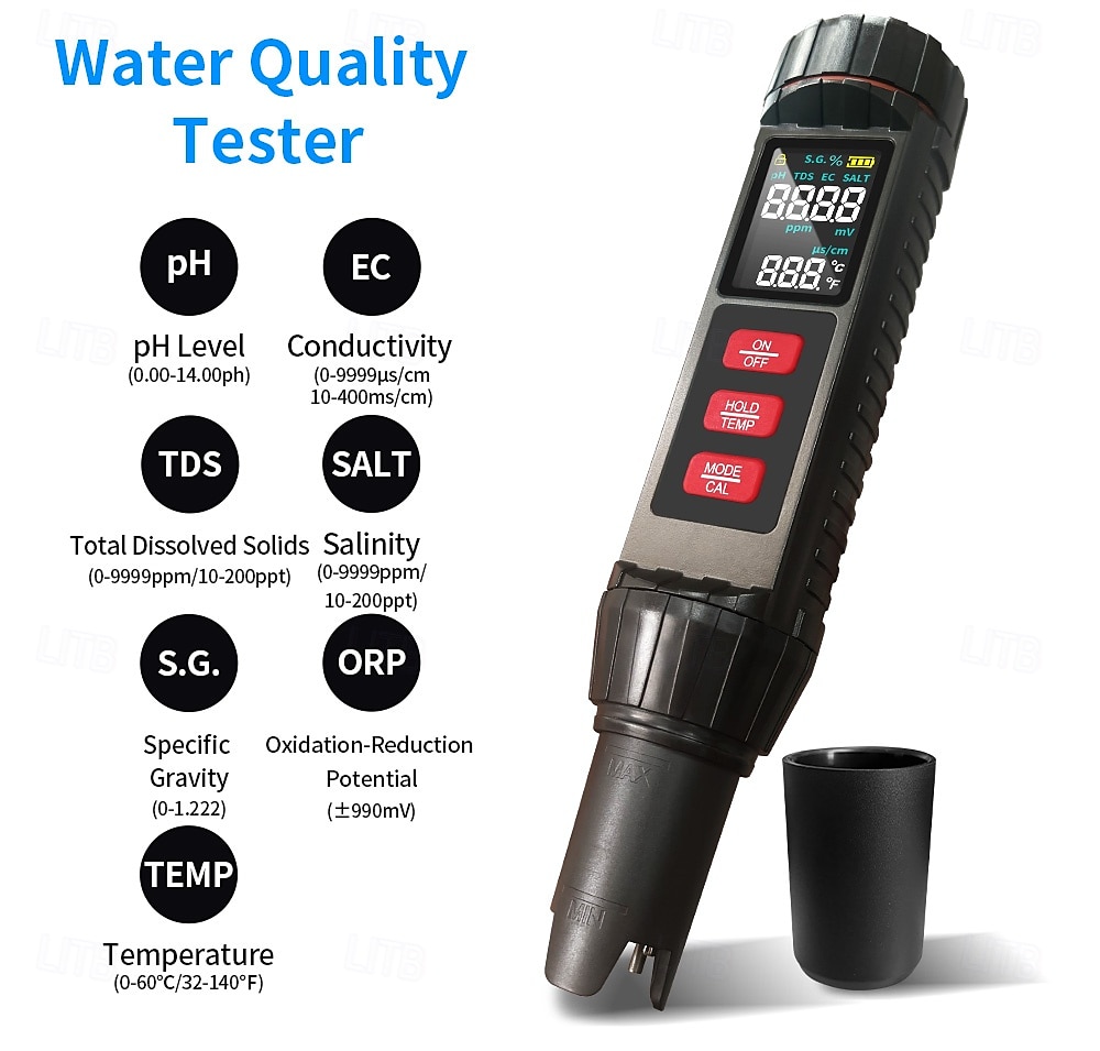 7-in-1 TDS Water Tester 0.01 High Accuracy Digital pH Meter PH/ TDS/ EC/ Salinity/ Temperature Tester PPM Water Tester for Drinking Water Hydroponics Plants Aquariums and Swimming Pools 2025 - $43.99 –P2