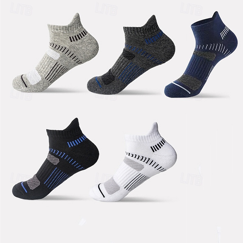 Herr 5 par Multipack Socka Löparstrumpor Vardagliga strumpor Svart Vit Färg Rand Semester Sport & Utomhus Dagligen Grundläggande Medium Vår Höst Mode Ledigt 2025 - $6.49 –P7
