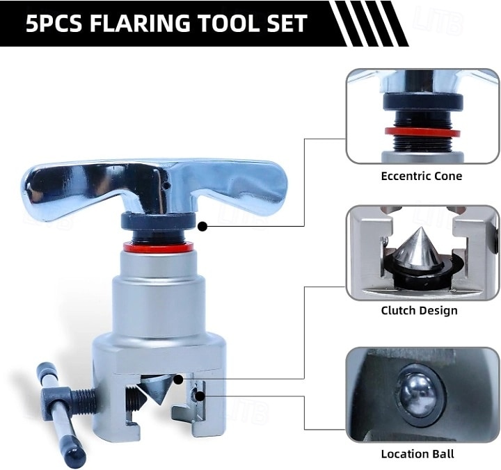metrische inch orbitale flare-tool airconditioning flare-tool voor R407C/R410A met pijpsnijder, 5-19 mm, 3/16"-3/4" 2025 - $191.99 –P1