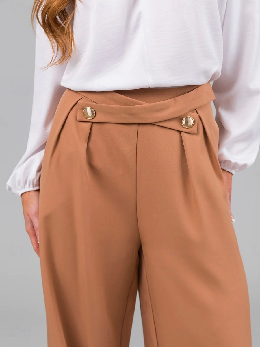Per donna Chinos Dritto Moda Streetwear Lunghezza intera Vita Alta Semplice Tasca Comodo Morbido Confortevole Micro-elastico All'aperto Streetwear Arancione Estate Primavera Vestibilità comoda del 2025 a $29.99 –P2