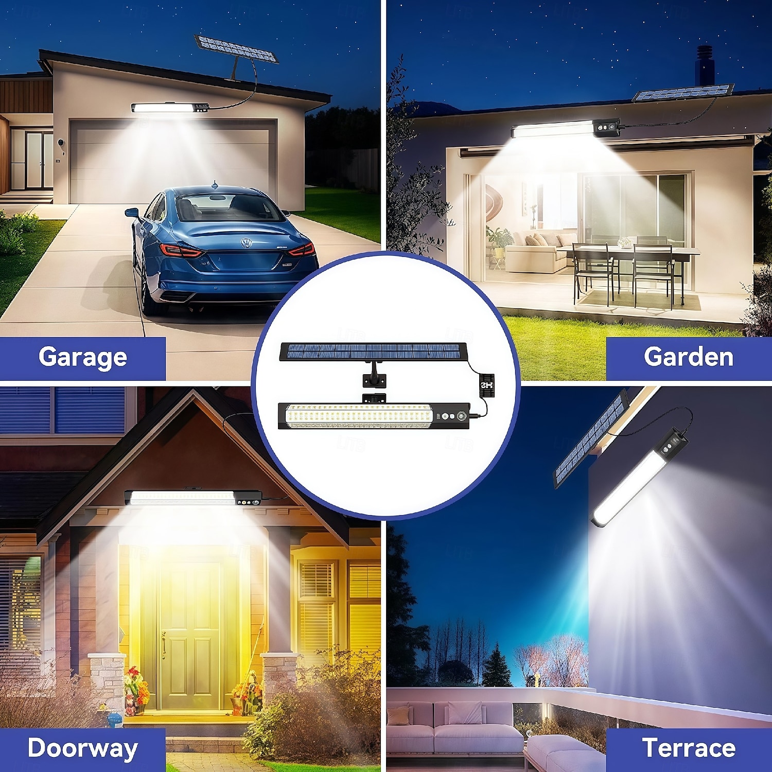 316led buitenzonnestraatverlichting met 3 meter kabel, led split landschap patio tuinverlichting met afstandsbediening, camping buitenzonneschijnwerper, zonne-energie, USB-oplaadbaar, 1 stuk 2025 - $32.99 –P5