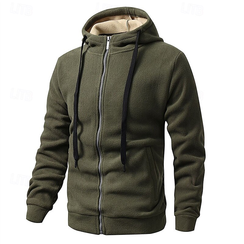 Herren Windjacke Wanderjacke Fleecejacke Außen Warm Wanderoutfits Wanderbekleidung Winter Herbst Oberteil Camping / Wandern / Höhlenforschung Laufen Dunkelgrau Schwarz Armeegrün 2025 - $25.59 –P5
