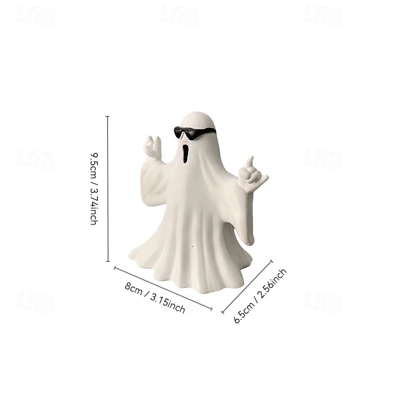 lustiges Mittelfinger-Geist-Halloween-Dekor, süße Geisterfigur aus Kunstharz mit Herz-Handzeichen, gruseliges Tischornament für die Party-Ausstellung zu Hause 2025 - $15.99 –P7