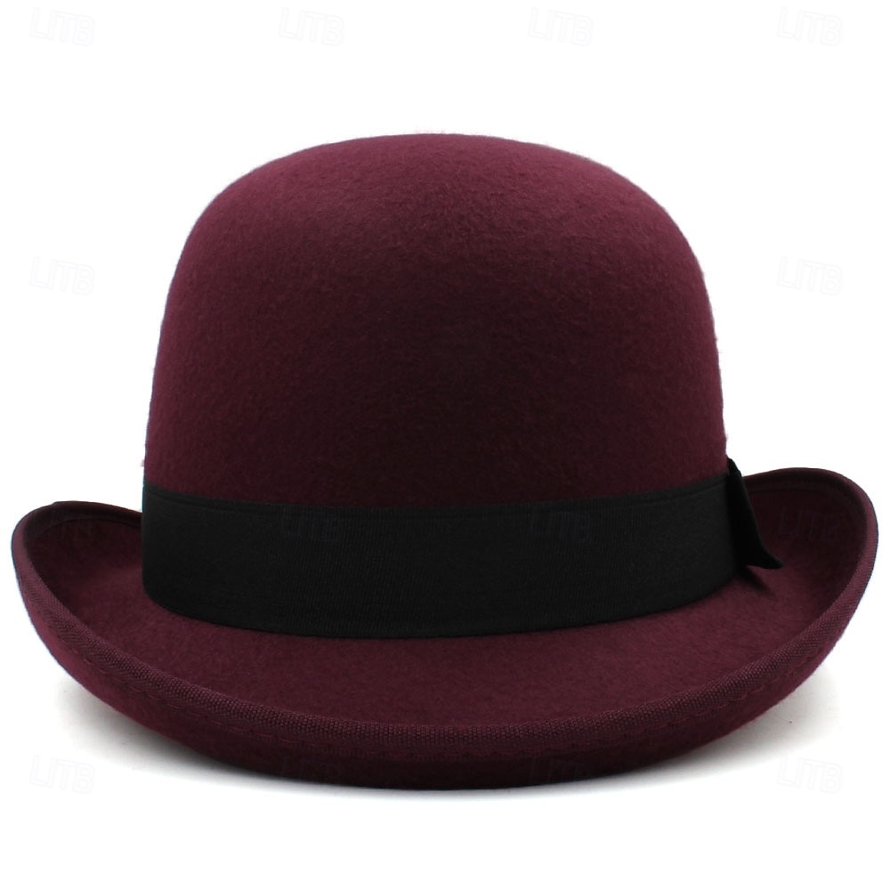 magisk hatt damehatt med bred brem i ull, britisk hiphop-hatt for menn, jazzhatt for vinter, ensfarget filthatt 2025 - $17.49 –P9