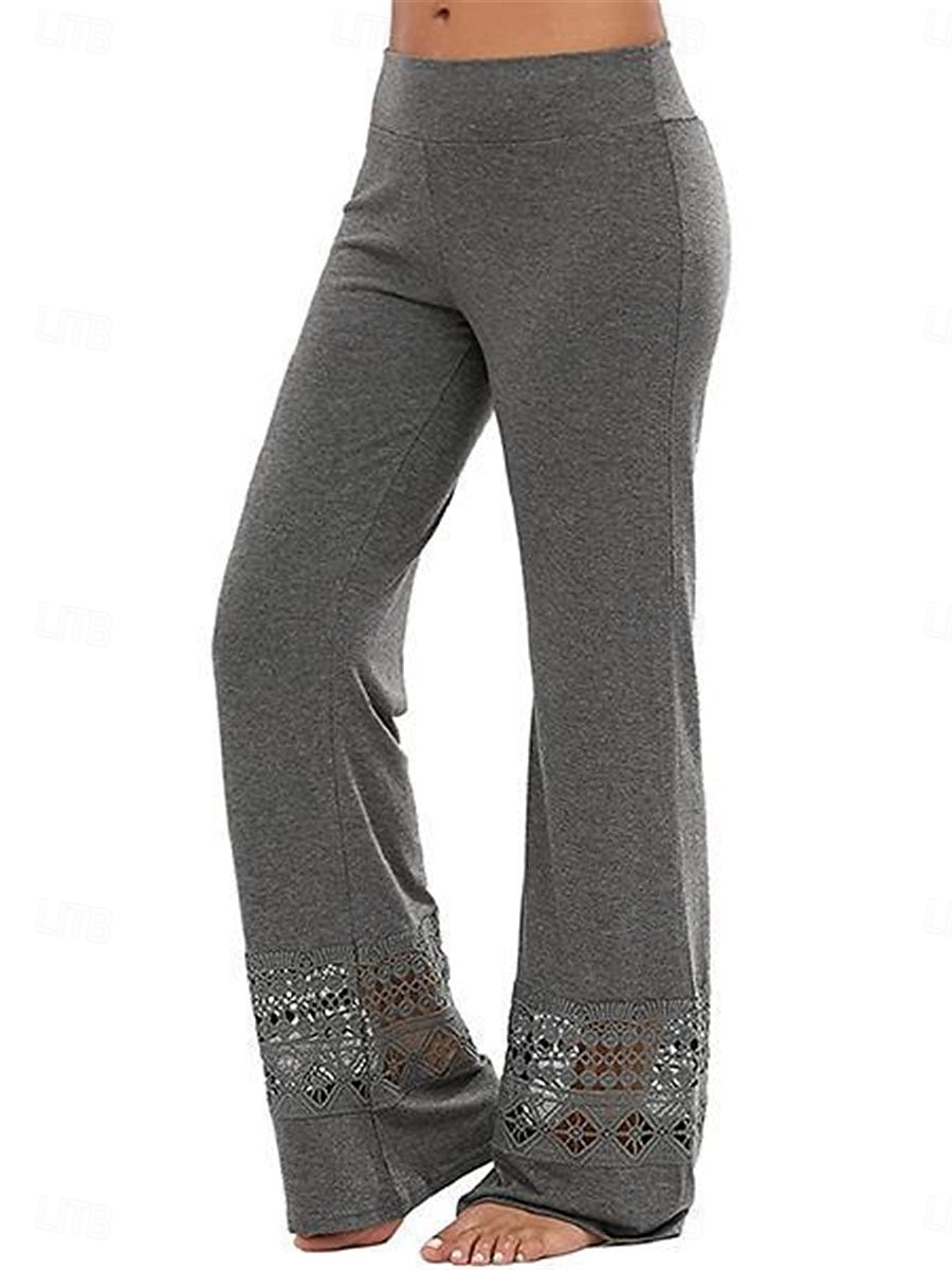 Dam Damasker Mode Streetwear Grundläggande Fullängd Hög midja Slät Bekväm Mjuk Elastisk Utomhus Gata Ljusgrått Mörkgrå Svart Sommar Vår Normal 2025 - $18.99 –P4