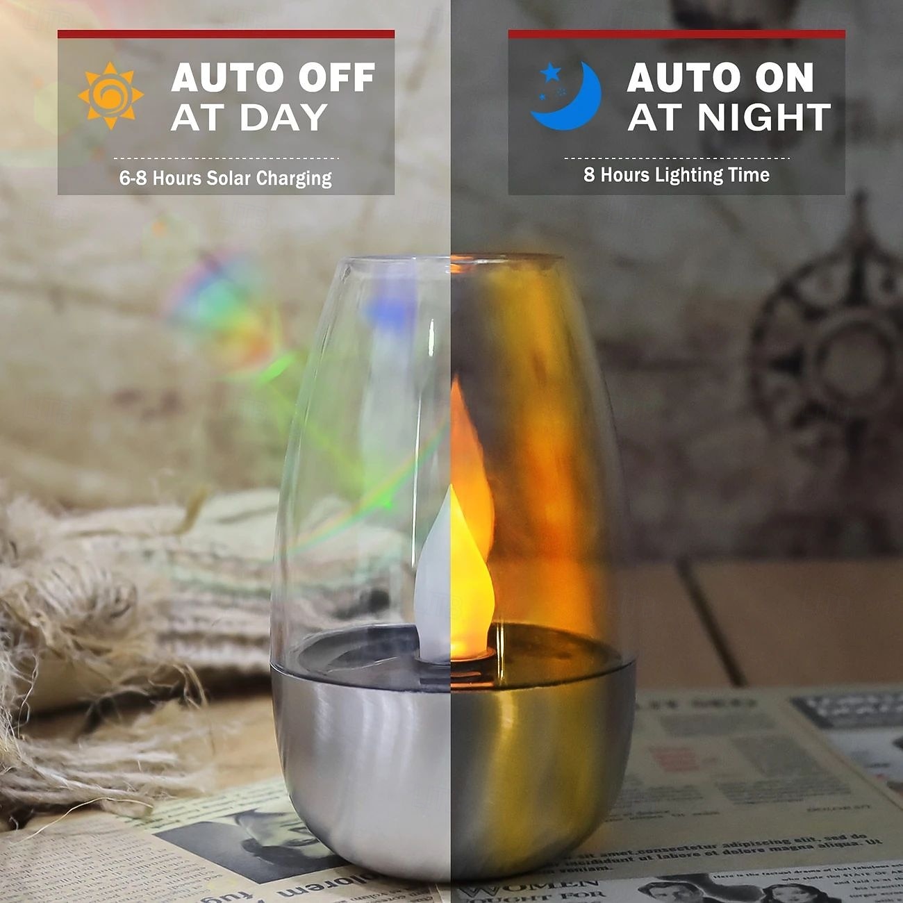6 шт. солнечных свечей из нержавеющей стали, беспламенные свечи для дня рождения, рождественских свадеб, праздников, дома, сада, внутреннего и наружного водонепроницаемого украшения 2026 - $33.99 –P6