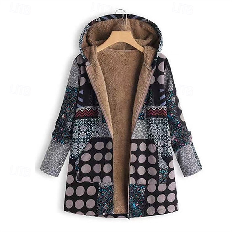 Femmes Veste en Polaire Manteau Veste à Capuche Chaud Confortable Fermeture éclair Avec Poches Mode Moderne Occasionnel Géométrique Sortir Week-end Fermeture éclair Régulier À capuche Coupe régulière de 2025 ? $29.99 –P4