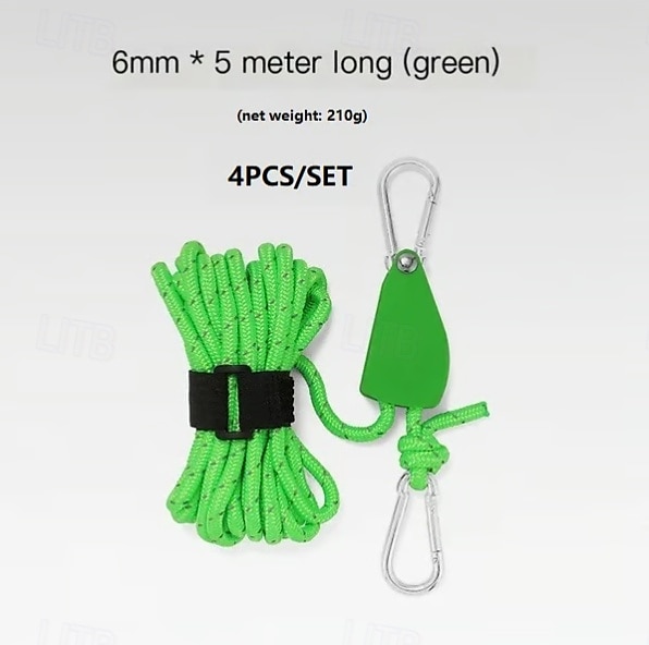 Set da 4 corde per tenda da campeggio regolabili e portatili, con puleggia ad alta resistenza e sgancio rapido, tiranti antivento con tenditore a cricchetto per teloni, tettoie, amache e ripari per esterni. del 2025 a $23.99 –P8