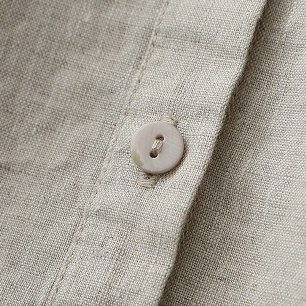 Chemisier Femme à Boutonnage Quotidien Rétro Vintage Décontracté à Manches 3/4 Col Ras du Cou Hauts de Travail Quotidiens Bleu Clair Vert Forêt Chanvre Blanc Été Printemps Automne de 2025 ? $27.99 –P5