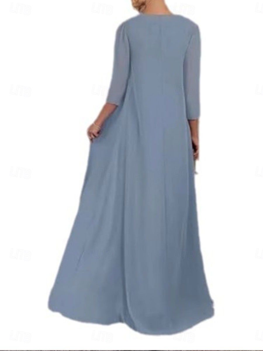 Zweiteilig Kleid-Sets Brautmutterkleid Elegant Einfach Quadrathals Bodenlang Chiffon Ärmellos mit Einfarbig 2025 2025 - $119.99 –P5