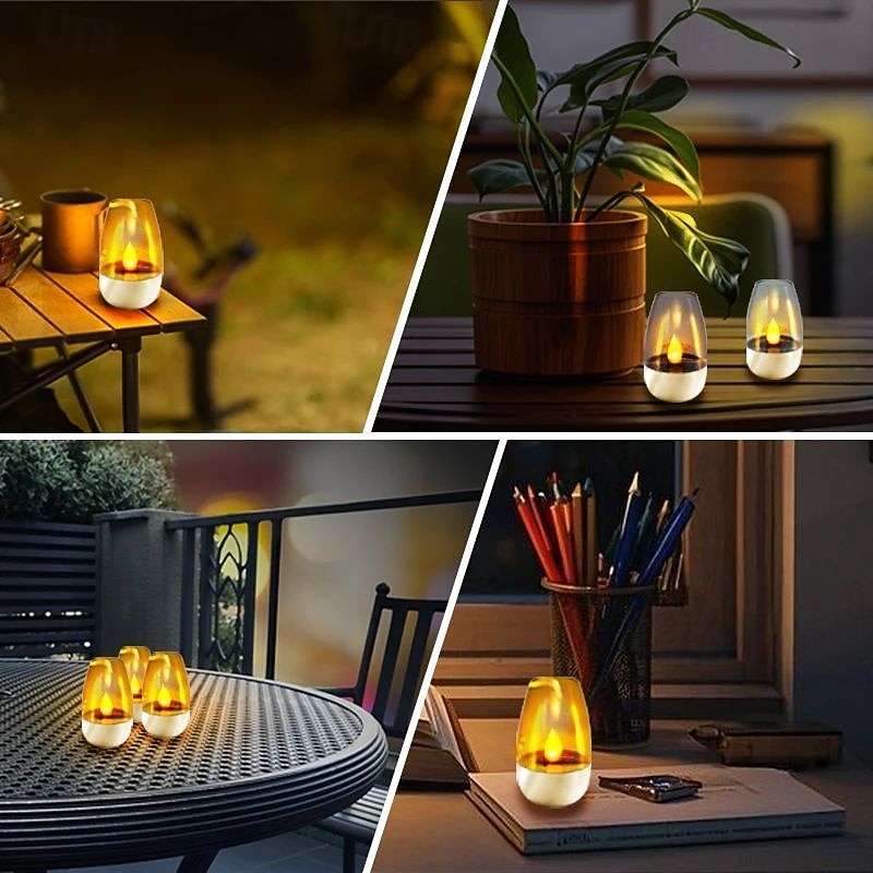 6 kpl aurinkokennoisia ruostumattomasta teräksestä valmistettuja kynttilänvaloja liekittömät kynttilät syntymäpäiväjuhliin jouluksi hääjuhliin kotipuutarhaan sisä- ja ulkokäyttöön vedenpitävä 2025 - $33.99 –P7