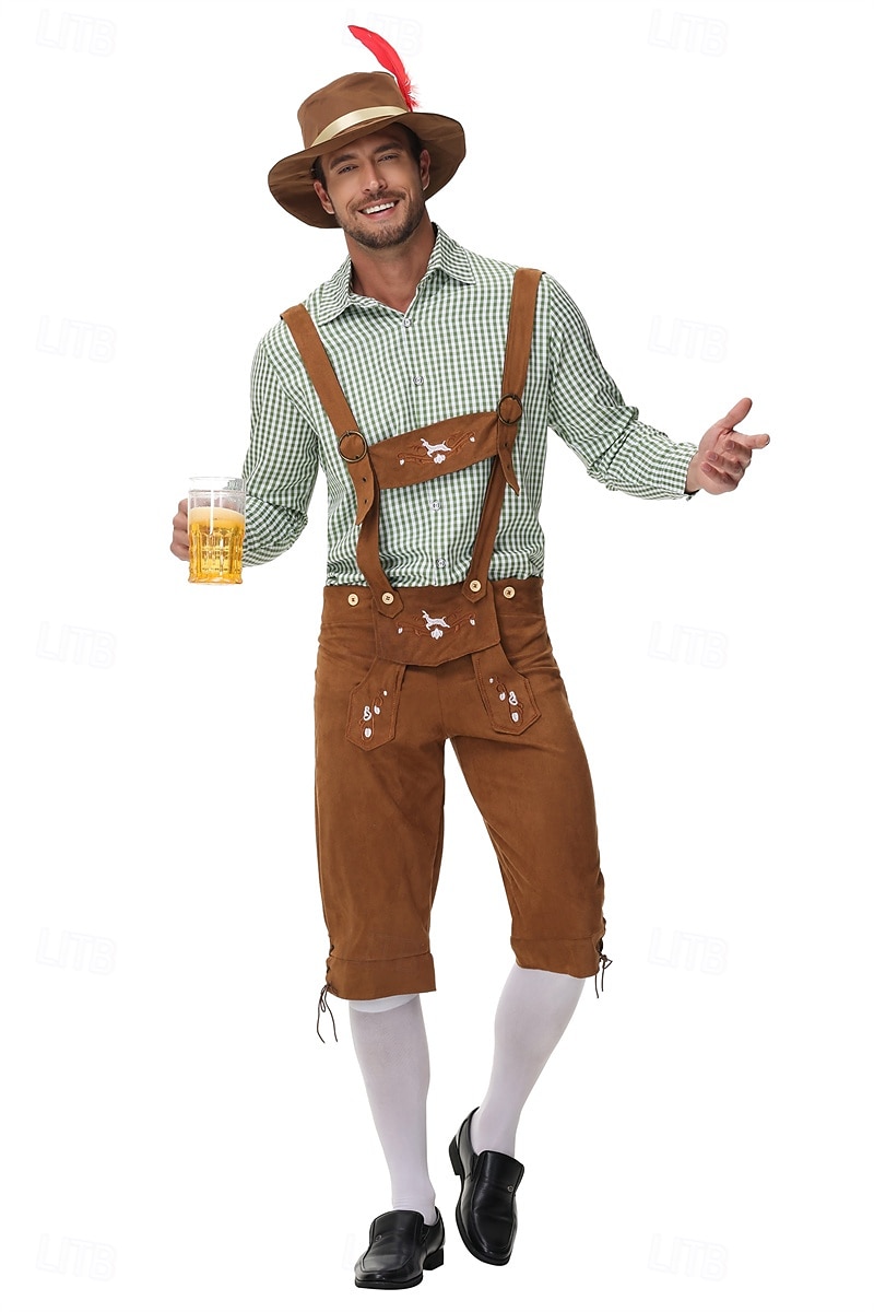 Oktoberfest Lederhosen Hemd Alpenhut Bayerisch Deutsch Wiesn Herren Stoff im traditionellen Stil 2026 - $61.99 –P1