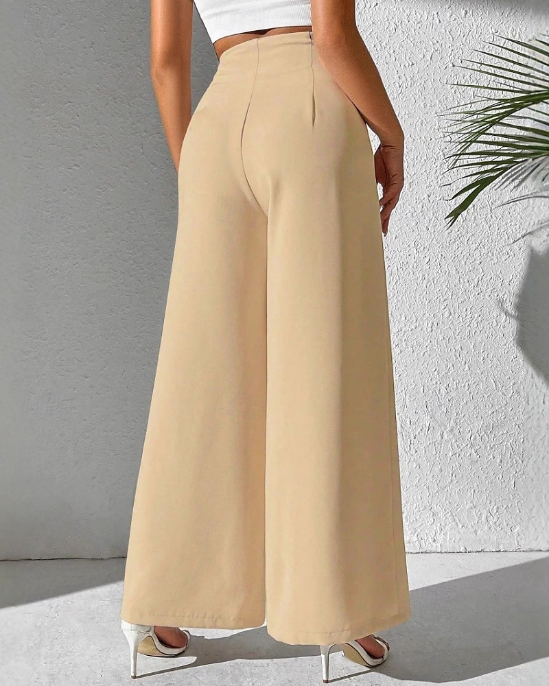 Femmes Slacks Pantalon palazzo Mode Streetwear Longueur complète Naturel Uni Taille Élastique Extérieur Confortable Fête Week-end Abricot Noir Blanche Beige Automne Coupe régulière de 2025 ? $17.99 –P7
