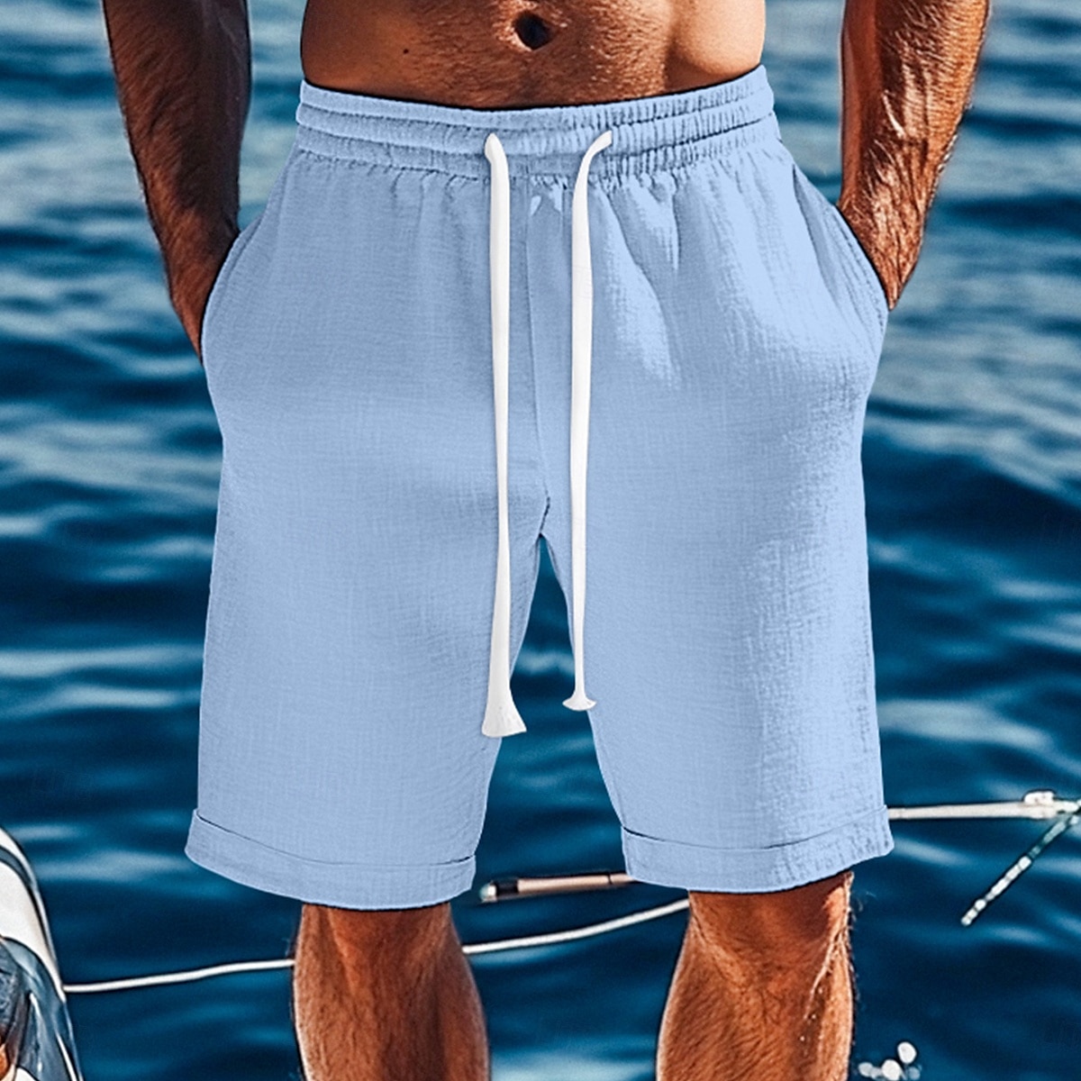 Per uomo Shorts Shorts di Lino Pantaloncini Estivi Shorts da Spiaggia Tasca Coulisse Elastico in vita Semplice Comodità Traspirante Lunghezza al ginocchio Vacanza Ferie Spiaggia Vacanza Hawaiano Nero del 2025 a $21.99 –P7