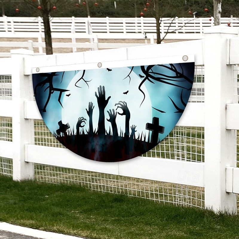Σημαία με βεντάλια για το Halloween, εξωτερική σημαία για εξωτερικούς χώρους, φράχτης αυλής για το Halloween, κρεμαστός τρομακτικός φράχτης κολοκύθας, σημαία, διακόσμηση τραπεζιού, φθινοπωρινή διακόσμηση δωματίου, αισθητική, διακόσμηση πάρτι γενεθλίων για 2025 - $4.49 –P4
