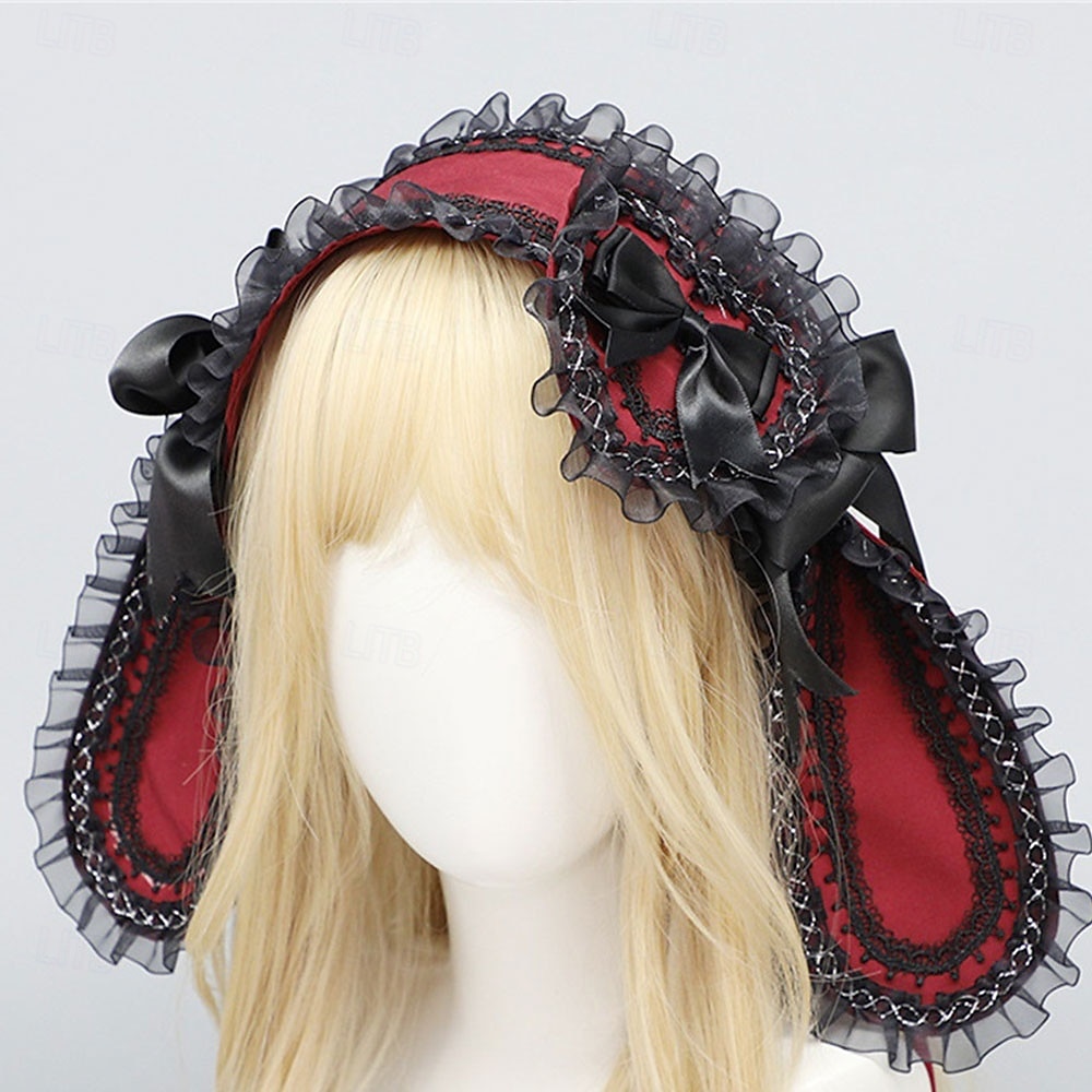 Graziosa fascia per capelli con orecchie da coniglio in stile lolita – orecchie da coniglio con fiocco, fascia per capelli in stile lolita per cosplay, feste e accessori moda del 2025 a $30.99 –P6