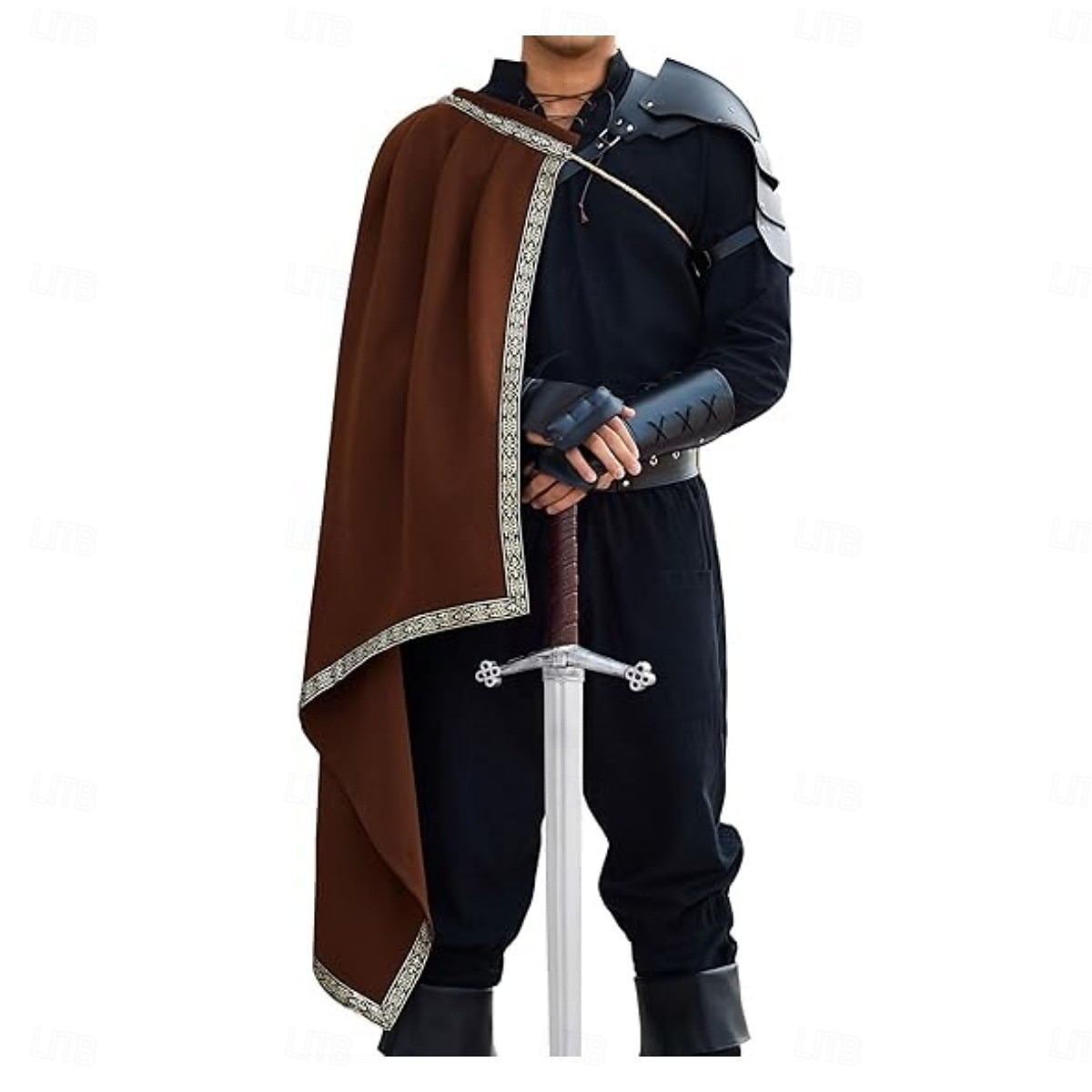 Retro Antiguo Medieval Renacimiento Capa Chales Guerrero Caballero caballero celta Disfraz Hombre Celta Víspera de Todos los Santos Carnaval Rendimiento Fiesta LARP Adultos Capa 2026 - $56.99 –P6