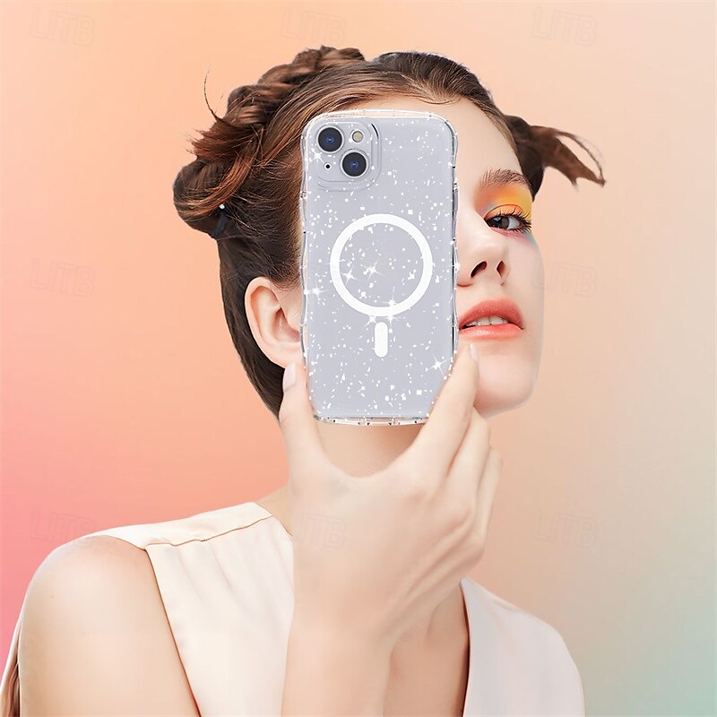 Phone Case For Apple AirTag iPhone 16 iPhone 15 Pro Max Plus Back Cover Magnetic Adsorption Transparent Magnetic Support Wireless Charging TPU 2025 - $17.99 –P5