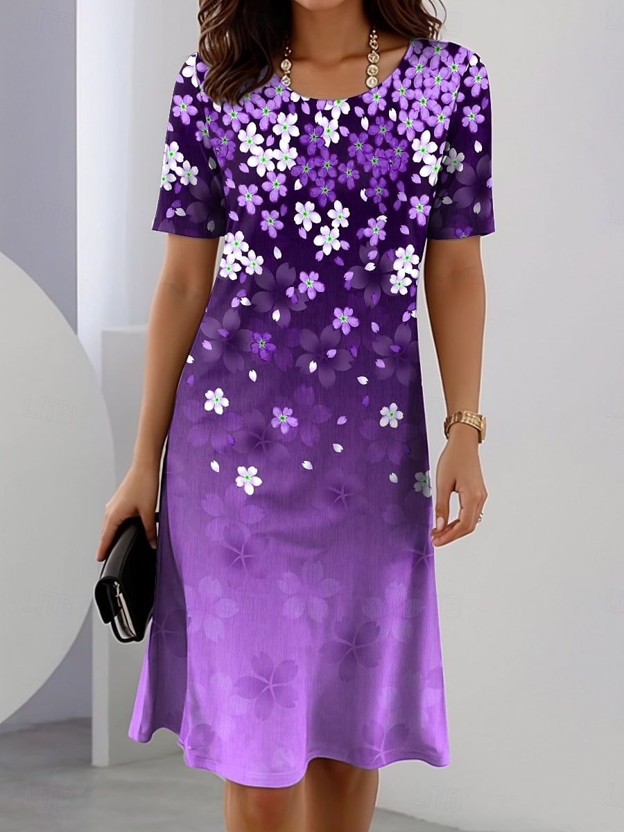 casual purple summer dress Purple Cotton Summer Dress for Women main image 0