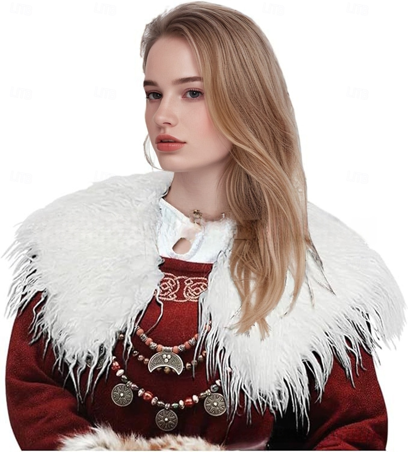 Retro Vintage Mittelalterlich Renaissance Umhang Schals Kunstpelzkostüm Krieger Wikinger Damen Vikinger Halloween Karneval Leistung Party LARP Erwachsene Schal 2025 - $21.99 –P3