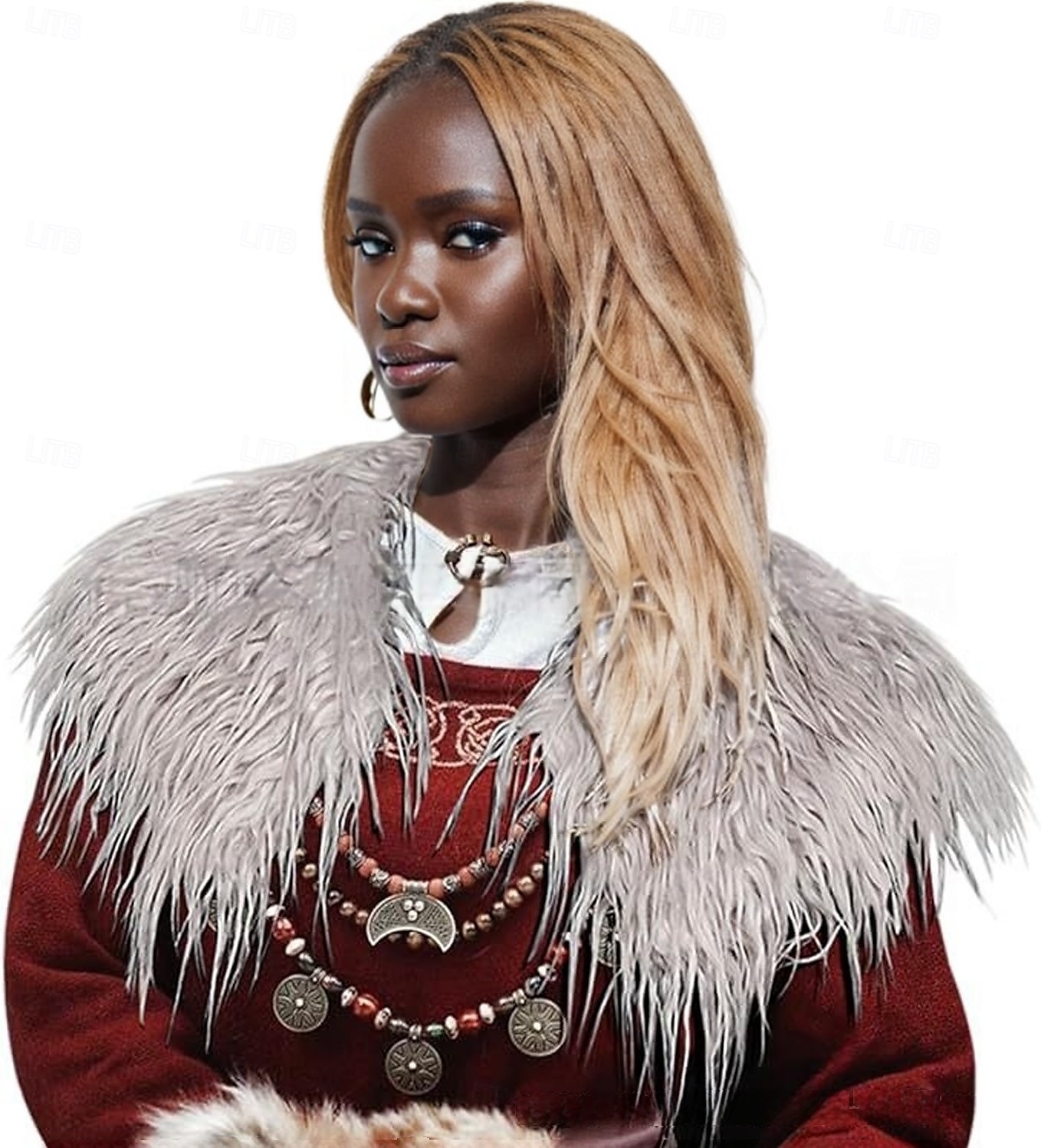 Retro Vintage Mittelalterlich Renaissance Umhang Schals Kunstpelzkostüm Krieger Wikinger Damen Vikinger Halloween Karneval Leistung Party LARP Erwachsene Schal 2025 - $21.99 –P6