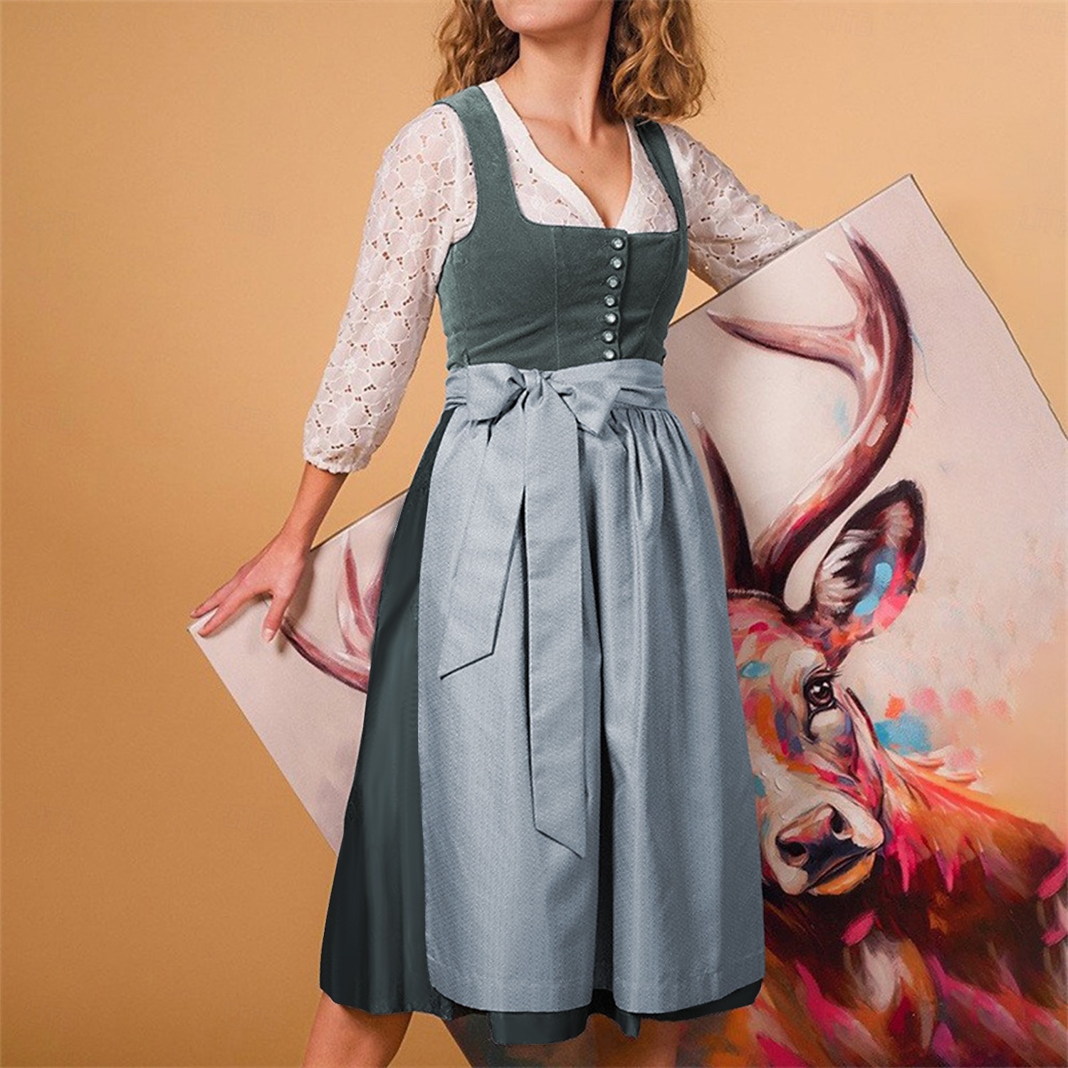 Oktoberfest Beer Oktoberfest Dress Dirndl Trachtenkleider Maid Bavarian German Wiesn Women's Carnival Beer Festival Traditional Style Cloth Dress Apron Without Blouse 2025 - $61.99 –P4