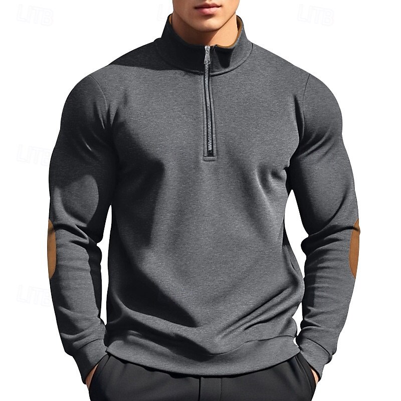 Hombre Sudadera Sudadera con cremallera Sudadera con capucha de lana Negro Vino Color Camello Gris Claro Gris Oscuro Cuello Mao Plano Cerrar Retazos Cremallera de un cuarto Deporte Casual Diario Ropa 2025 - $27.99 –P5