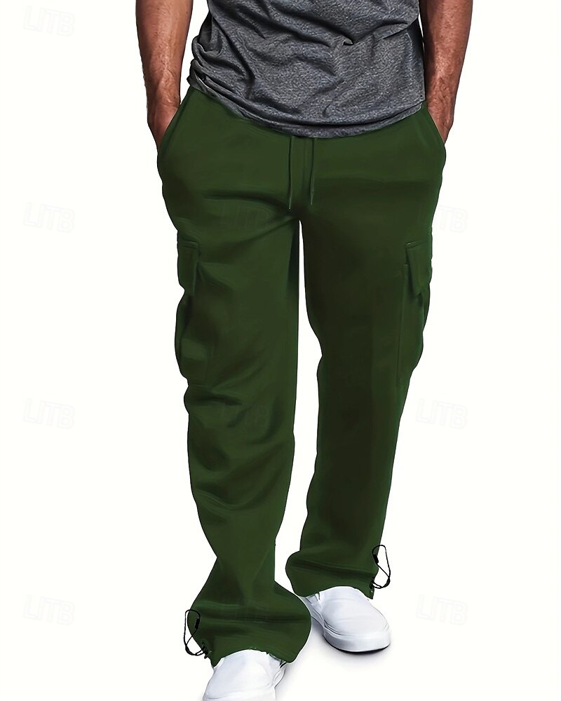 Multi-pakketten 3 stuks Voor heren Zwart + grijs + blauw Joggingbroek met wijde pijpen Broek Elastische taille Trekkoord Effen Vakantie Alledaagse kleding Polyester Lente 2025 - $35.99 –P5