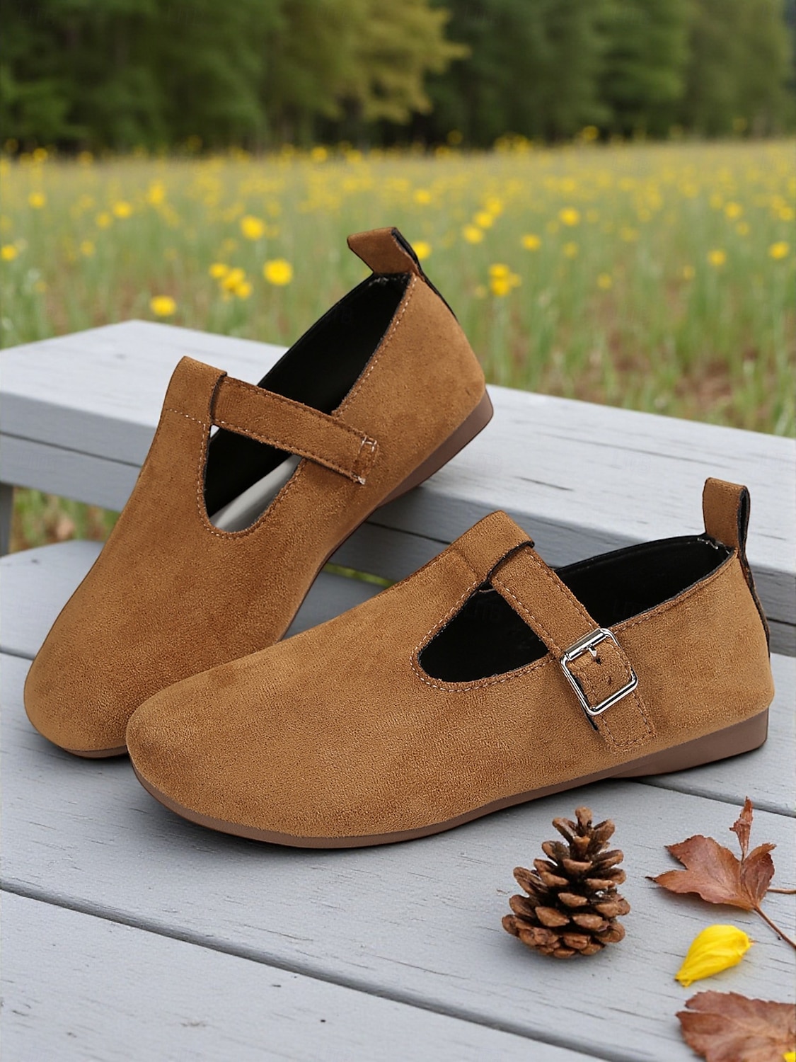 Ballerinas für Damen mit breiter Zehenpartie aus Wildlederimitat und verstellbarem Riemen – bequeme Freizeitschuhe für Garten, Park und Spaziergänge im Freien 2025 - $19.99 –P1