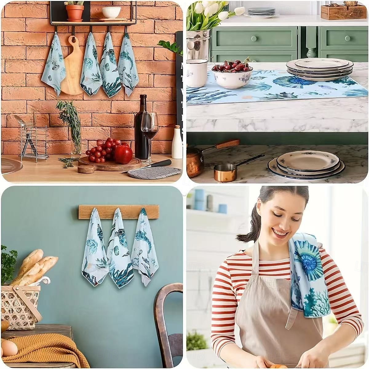 Ensemble de 6 torchons de cuisine en microfibre ultra doux et absorbants, motif tortue de mer et animaux marins, pour la cuisine, la pâtisserie et le nettoyage, torchons de cuisine décoratifs pour la de 2025 ? $22.99 –P1