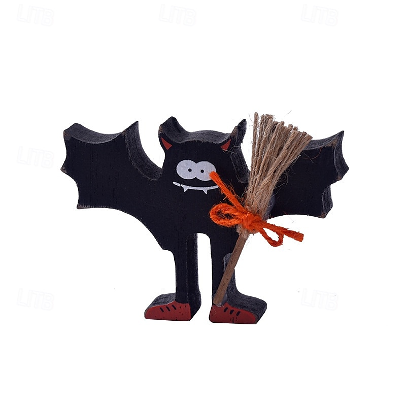 Halloweenská dřevěná vrstvená dekorace na tác s duchy a netopýry, strašidelné halloweenské ozdoby na stůl, rustikální dřevěné cedule pro vrstvené vystavení táců a dekorace na párty. 2025 - $6.49 –P6