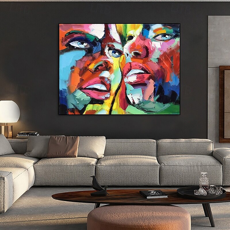 handgefertigtes Ölgemälde auf Leinwand, Wandkunst, Dekoration, modernes abstraktes Gesicht für die Inneneinrichtung, gerolltes, rahmenloses, ungedehntes Gemälde 2025 - $69.99 –P6
