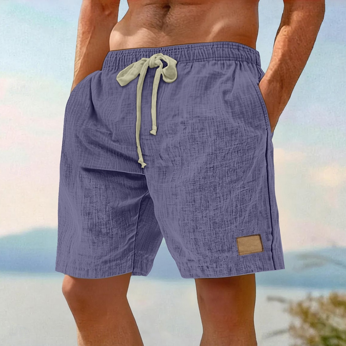 Herr Shorts Sommarshorts Beach Shorts Ficka Elastisk midja Snörning Slät Komfort Andningsfunktion Knelängd Semester Helgdag Strand Semester Hawaiisk Svart Rodnande Rosa Oelastisk 2025 - $21.99 –P7