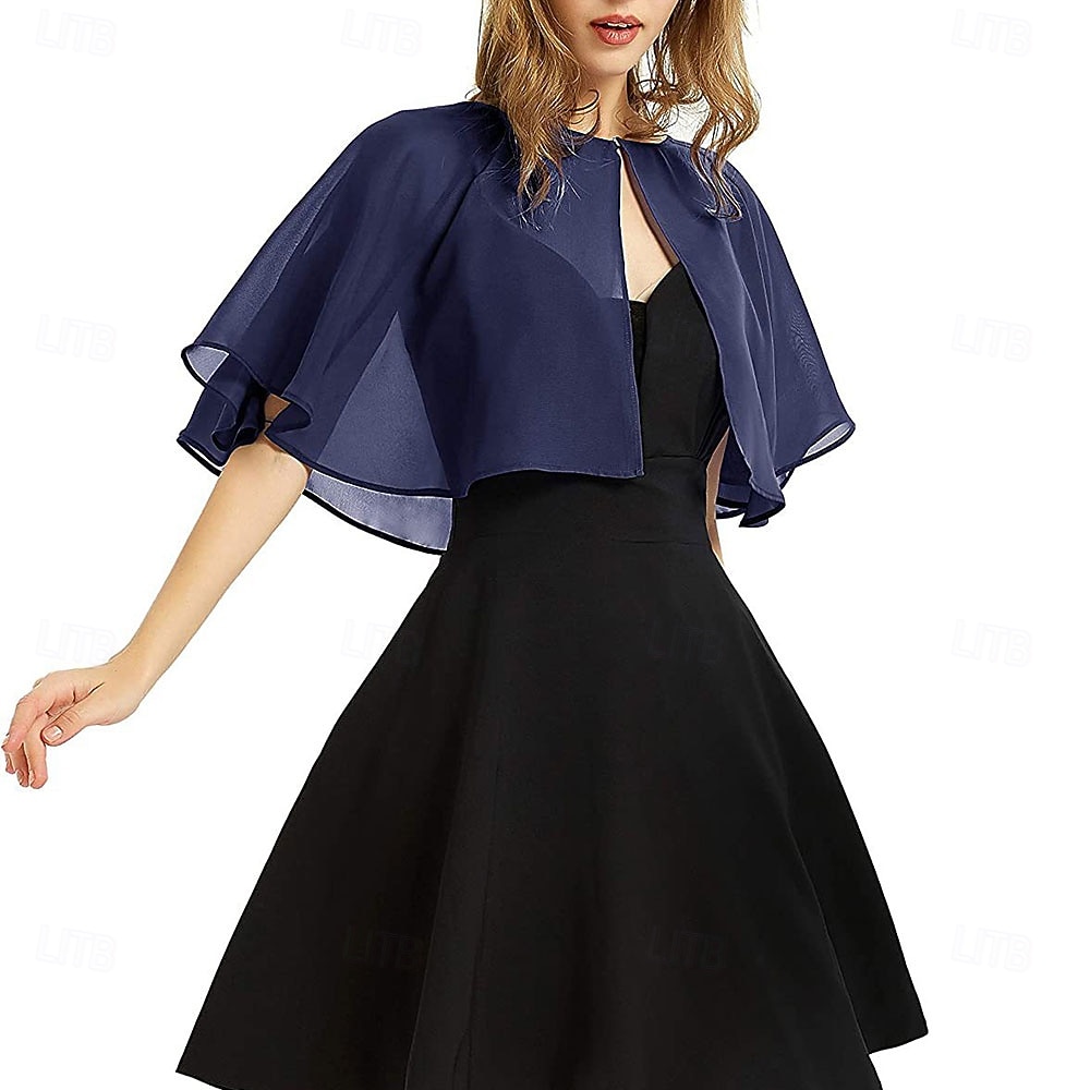 Women's Wrap Elegant Sun Protection Short Sleeve Chiffon Wedding Wraps With Pure Color For Wedding Summer 2026 - $16.49 –P1