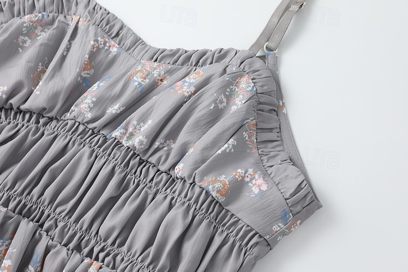 Women's Mini Dress Casual Dress Summer Dress Slip Dress Boho Dress Elegant Fashion Romantic Holiday Date Beach Regular Fit Flower Sleeveless V Neck Gray Summer 2025 - $29.99 –P6