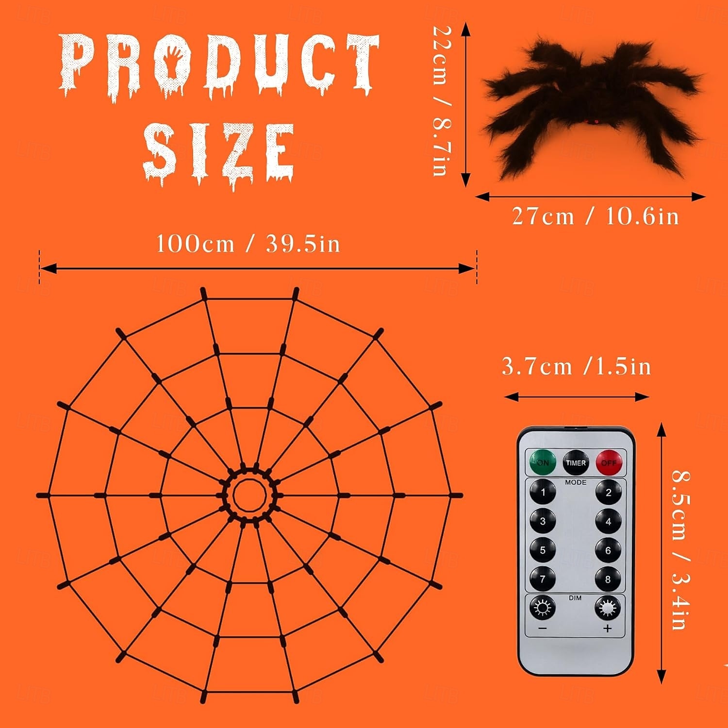 1 stuk diameter 1m 70 led kralen halloween met spinnenweb licht paars oranje warm licht usb batterij doos voeding afstandsbediening binnen en buiten feest halloween sfeer decoratie licht 2025 - $20.99 –P1