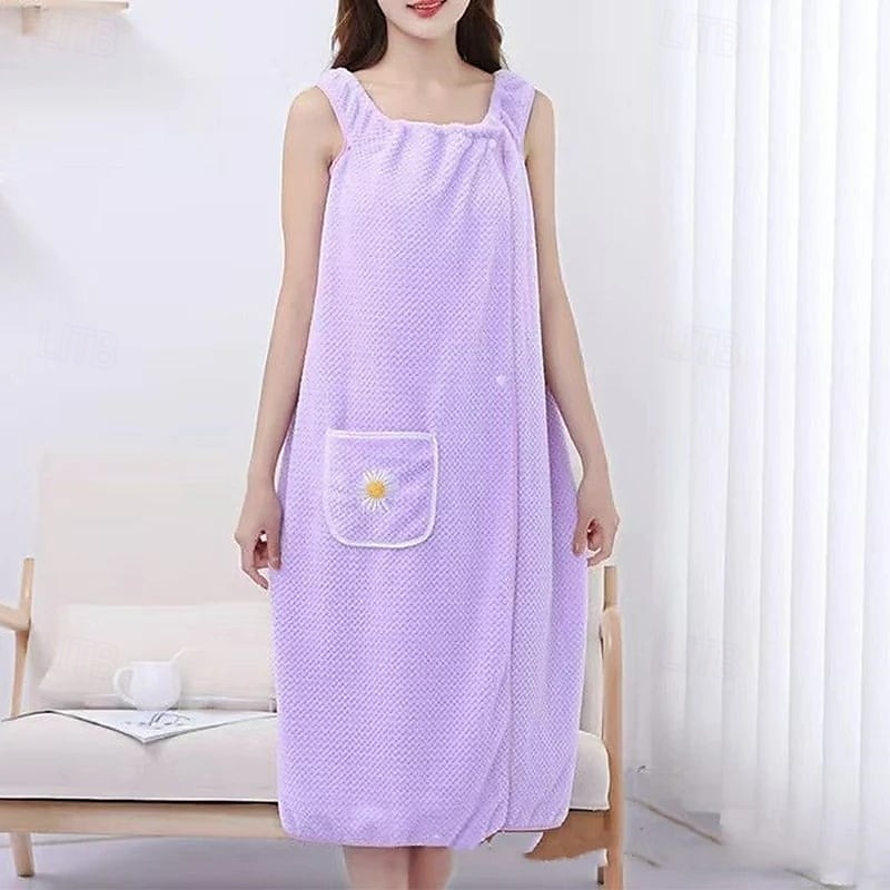 Asciugamano da bagno in pile di corallo, ad asciugatura rapida, assorbente, indossabile, gonna da doccia per donna, morbido, spesso, ad asciugatura rapida, accappatoio per la casa, pigiama del 2025 a $11.99 –P2