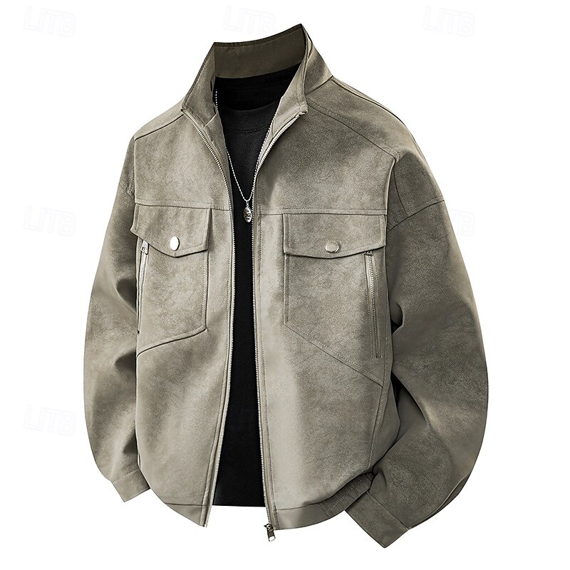 Per uomo Giacca Giacca Casual All'aperto Vacanza Caldo Cerniera Tasca Autunno Inverno Semplice Moda Streetwear Colletto Mao Regolare Nero Bianco Caffè Giacca del 2025 a $43.99 –P2