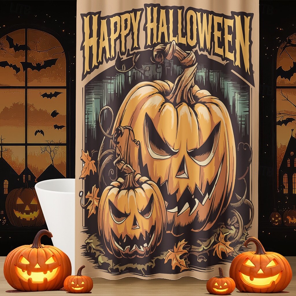 Rideau de douche d'Halloween avec crochets en polyester lavable et imperméable, décoration de salle de bain et baignoire de 2025 ? $21.99 –P26