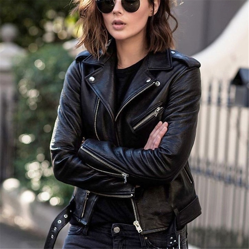 Per donna Giacca in Ecopelle Confortevole Cerniera completa Moda Stile da Strada Semplice All'aperto Casual Quotidiano Regolare Collo ripiegato Vestibilità regolare Manica Lunga Capispalla Argento del 2025 a $34.99 –P2