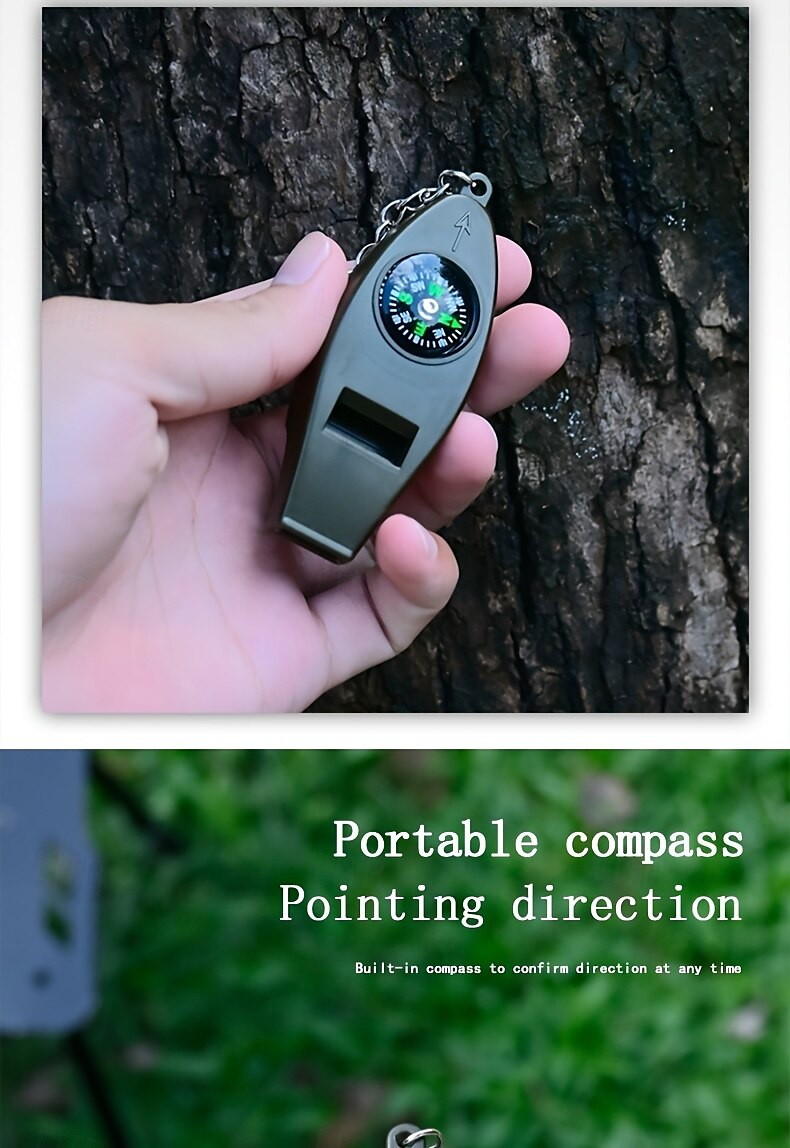 4-in-1 Outdoor Survival Tool Compass Magnifying Glass Thermometer & Emergency Whistle - Durable ABS Material 2025 - $7.99 –P9