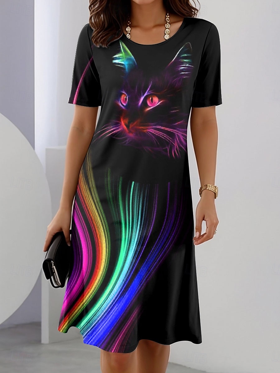 Pentru femei Rochii Midi Rochii Tricou Rochie de schimb Rochie de vară Casual Zilnic Fit regulat Ombre Grafic Animal Manșon scurt Stil Nautic Albastru piscină Mov Trifoi Vară Primăvară Toamnă 2025 - $23.99 –P2