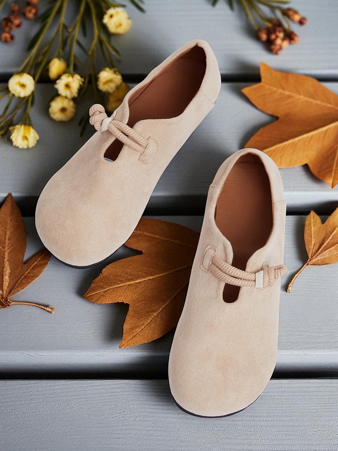 Dámské béžové mokasíny s širokou špičkou – měkké nazouvací boty ve vintage stylu na chůzi, pochůzky a víkendové outfity 2025 - $18.99 –P2
