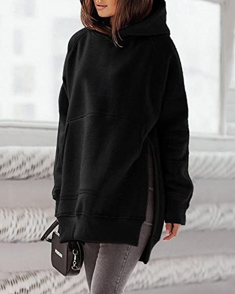Dame Pullover hettegenser-genser عادي Gatemote Fritid Langermet Med hette Vanlige topper Gate Ferie Lomme Svart Rosa Vin Beige Lyseblå Vinter 2025 - $23.99 –P6