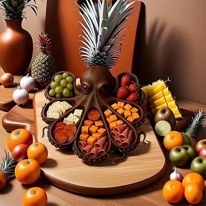 Oktopus-Wurstplatte, Oktopus-Design, Serviertablett aus Holz, neuartige Fleischsorten &Käse-Brotbrett mit Obst-Ozean-Motiven, ideales Geschenk für Meeresfrüchte-Liebhaber 2025 - $32.99 –P4