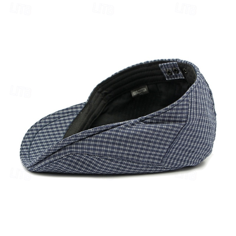 2026年 男性用 ハンチング アスコットハット キャスケットハット ブルー グレー 綿織物 ファッション カジュアル ストリート 日常 チェック 調整可能 サンスクリーン 高通気性  コレクション – $14.49 –P9