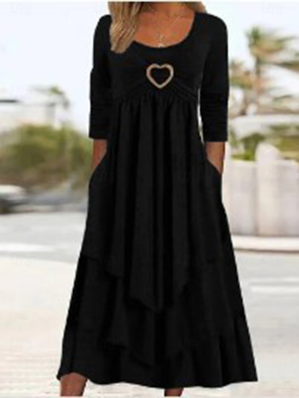 Femmes Robe Midi Robe Décontractée Mode Moderne Vacances Quotidien Week-end Coupe régulière Uni manche longue Col ras du cou Noir Rouge Bordeaux Gris foncé Printemps Automne de 2025 ? $27.99 –P2